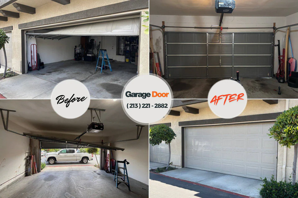 Before and after: garage door repair Bronte, TX